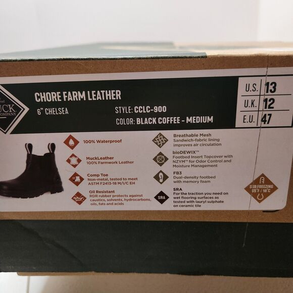 Muck Boot Chelsea – Men’s Size 13, Composite Toe, Brown Work Boots - Picture 4 of 12
